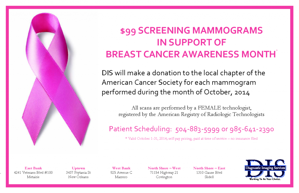 October 2014 Mammogram Pricing Special